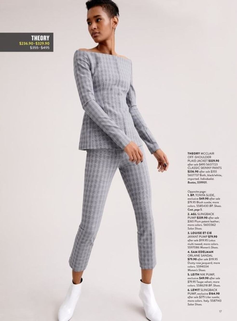 THEORY Classic Skinny Pant Black and White in Mcclair Plaid // 2